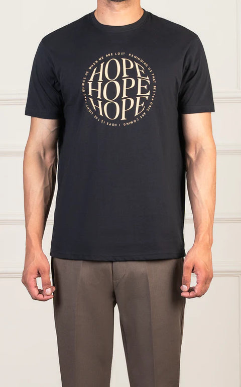 Cotton Hope Print T Shirt - Black