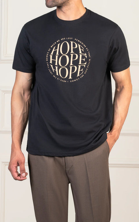 Cotton Hope Print T Shirt - Black