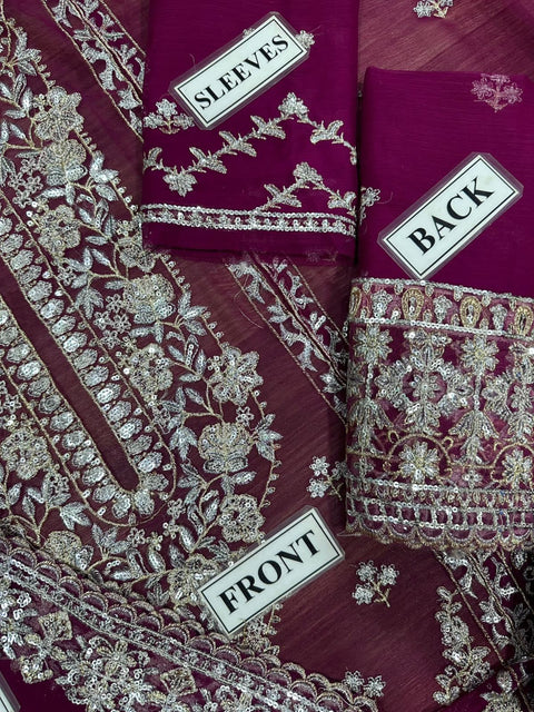 ASIM JOFA Chiffon Embroidered Sequence Luxury Unstitched 3pc✓