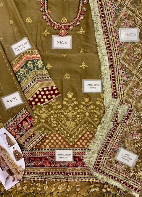 Chiffon Embroidered Sequence Luxury Unstitched 3pc✓