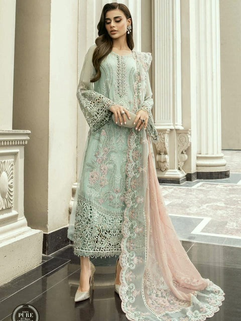 MARIA.B chiffon Embroidered adda work hand embellished luxury unstitched 3pc