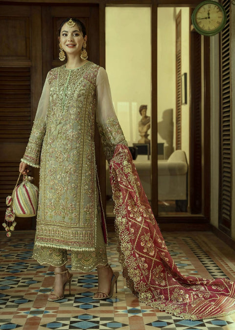 CRIMSON Embroidered Hand Embellished Organza Luxury Unstitched 3pc.