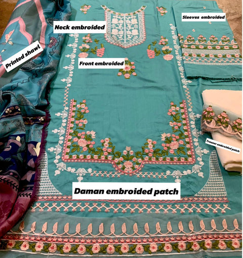 3PCS UNSTITCHED SUIT-Zara shahjhan MOST DEMANDING EDITION-Ladies Suites-