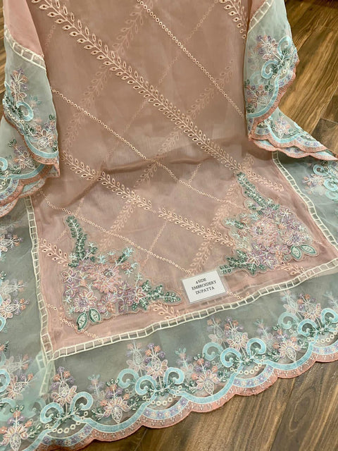 MARIA.B chiffon Embroidered adda work hand embellished luxury unstitched 3pc