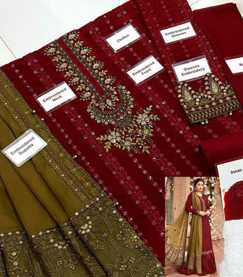 MARIA.B Chiffion Embroidered Sequence Unstitched 3pc