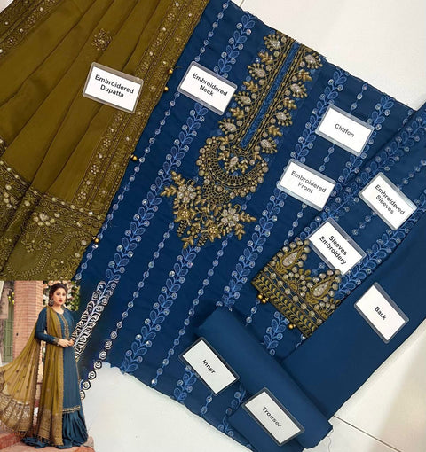 MARIA.B Chiffion Embroidered Sequence Unstitched 3pc